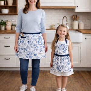 VIRGINIA DAREClassic Toile de Jouy-inspired  Adult Half/Child Full Apron#0130264
